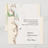 Plume de paon en volutes - Faire-part de mariage (Devant / Derrière)