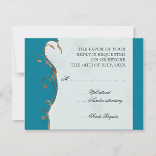 Plume de paon en volutes - Faire-part de mariage