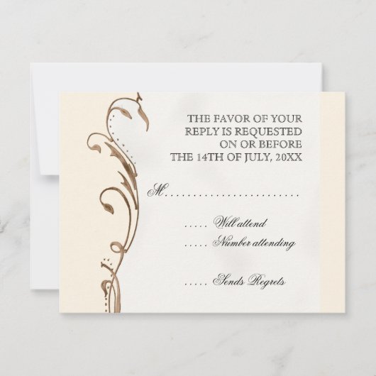 Plume de paon en volutes - Invitation de mariage (Devant)