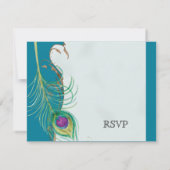 Plume de paon en volutes - Invitation de mariage (Dos)