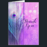 Plume de Paon Rose & Bleu Boho Chic Merci<br><div class="desc">Carte de remerciement Plume de Paon Rose & Bleu Boho Chic. Personnalisez comme vous le souhaitez. Vous pouvez ajouter du texte à l'intérieur ou le laisser vide pour écrire quelque chose vous-même.</div>