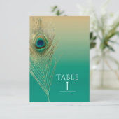 Plume de paon Sable et sarcelle numéro de table bo (Debout devant)