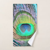 Plume de paon sur Turquoise (Serviette à main)