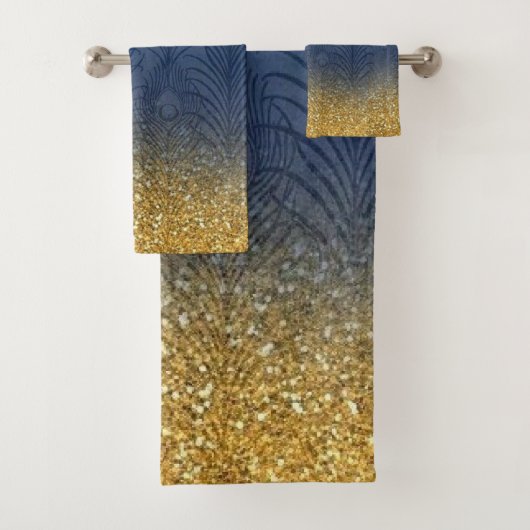 Plume d'or de parties scintillantes de bleu (En situation)