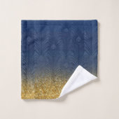 Plume d'or de parties scintillantes de bleu (Gant de toilette)