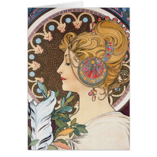 Plume par Alphonse Mucha - art vintage Nouveau