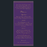 Plume Peacock dans le menu Gold et Plum violet<br><div class="desc">Simple, mais élégant. Ce design mariage appelé Plume Peacock en or et Plum violet, a un arrière - plan violet et une plume de paon en or unique. Si vous avez besoin de ce design dans une couleur différente, s'il vous plaît contactez-moi.Cet ensemble a des invitations, enregistrer les cartes de...</div>