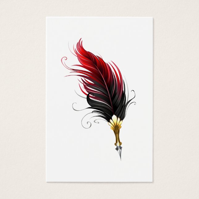Plume rouge avec pointe en or (Devant)