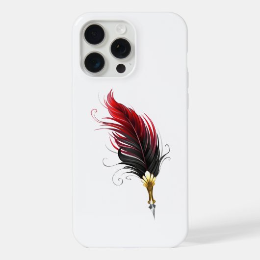 Plume rouge avec pointe en or (Verso)