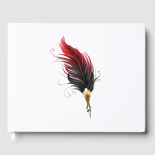 Plume rouge avec pointe en or (Recto)