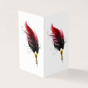Plume rouge avec pointe en or