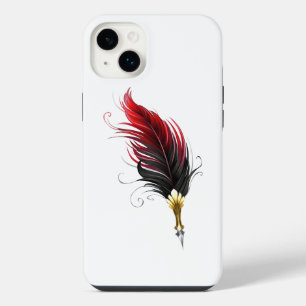 Plume rouge avec pointe en or