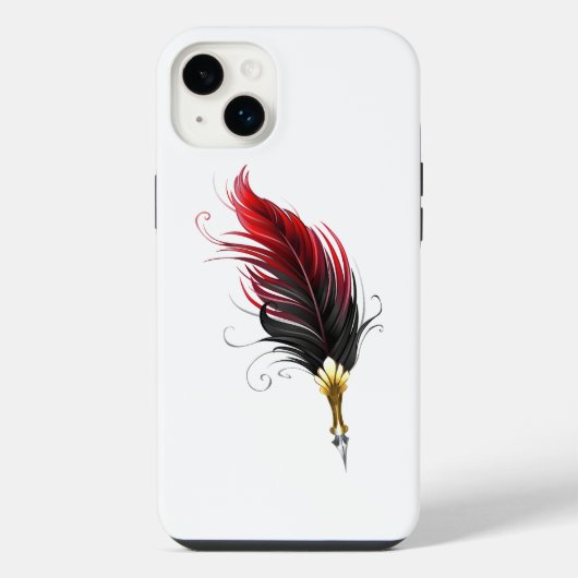 Plume rouge avec pointe en or (Verso)