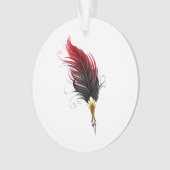 Plume rouge avec pointe en or (devant)