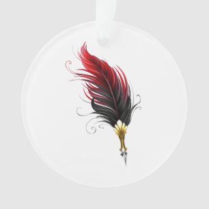 Plume rouge avec pointe en or