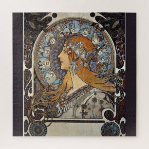 Plume Zodiac Woman door Alphonse Mucha - Art Nouve Legpuzzel