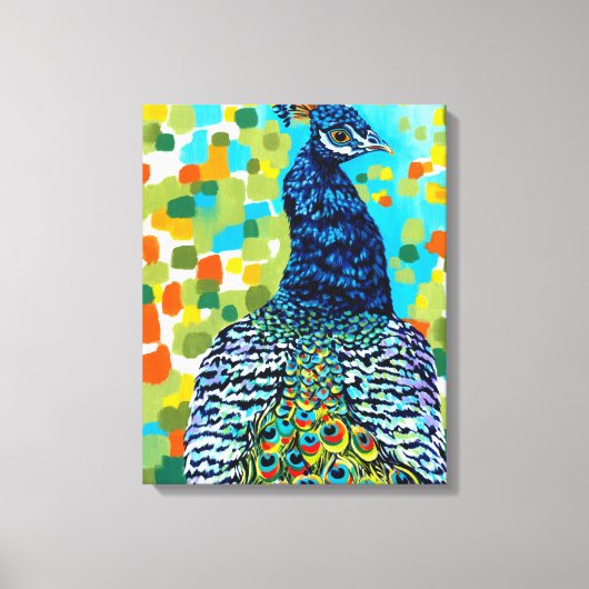 Plumed Peacock II Canvas Afdruk (Voorkant)