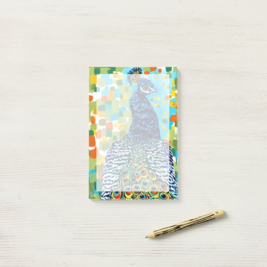 Plumed Peacock II Post-it® Notes (Op bureau)