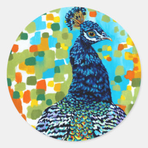 Plumed Peacock II Ronde Sticker
