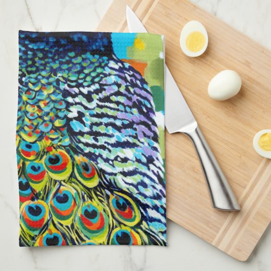 Plumed Peacock II Theedoek (Quarter Fold)