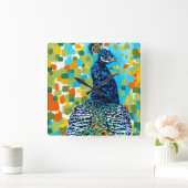 Plumed Peacock II Vierkante Klok (Huis)