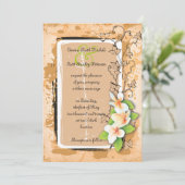 Plumeria blanche vintage invitation lierre orange (Debout devant)