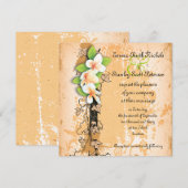 Plumeria blanche vintage invitation lierre orange (Devant / Derrière)