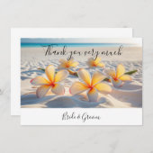 Plumeria bloem op zand bedankkaartje bedankkaart (Voorkant / Achterkant)
