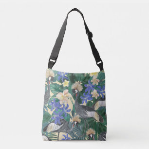 Plumeria Blue Flowers, Waterverf naadloos. Crossbody Tas