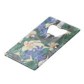 Plumeria Blue Flowers, Waterverf naadloos. Kredietkaart Flessenopener (Achterkant Gekanteld)