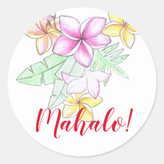 Plumeria-bos - op maat gemaakte stickers. ronde sticker
