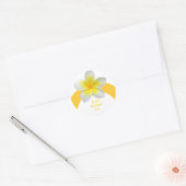 Plumeria bruiloft stickers, aangepaste trim ronde sticker (Envelop)