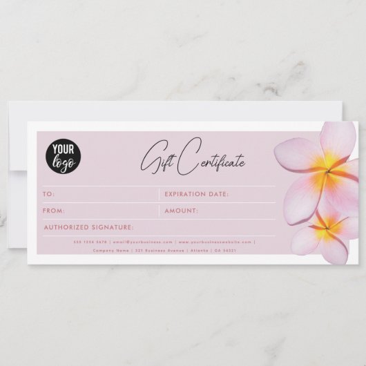 Plumeria Business Logo Cadeaubon Voucher (Voorkant)