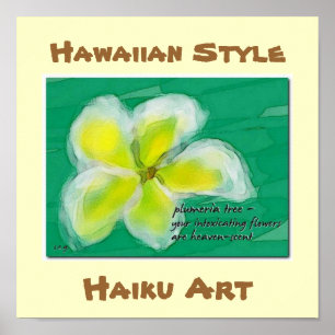 Plumeria de style hawaïen Haiku Poster d'art