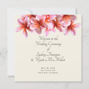 Plumeria Flat Simple Wedding Ceremony-programma's Kaart