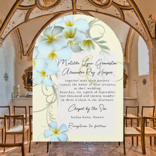 Plumeria Flourish Custom Wedding Invitation Kaart