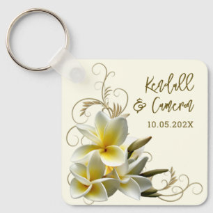 Plumeria Flourish Wedding Favor Sleutelhanger