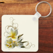 Plumeria Flourish Wedding Favor Sleutelhanger (Achterkant)