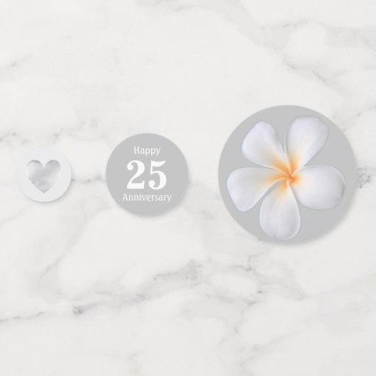 Plumeria Flowers & 25th Wedding Jubileum Confetti (Achterkanten)
