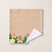 Plumeria Flowers on Champagne Beige Bath Towel Set (Gant de toilette)