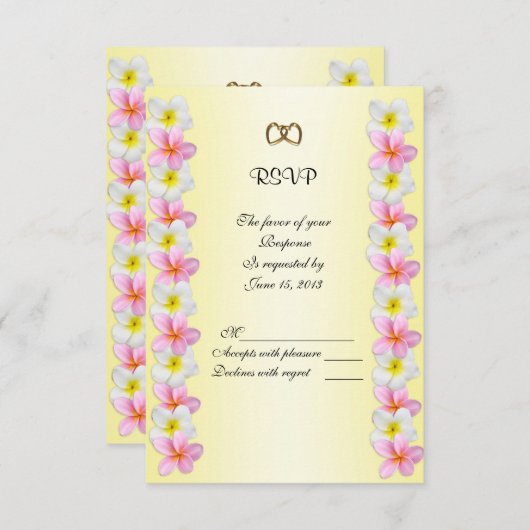 Plumeria Frangipani Carte de réponse à une invitat (Devant / Derrière)