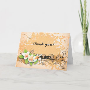  plumeria / frangipani & ivy sinaasappel Dank u Bedankkaart