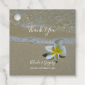 Plumeria Frangipani over zand bruiloft Bedankjes Labels (Voorkant)