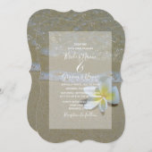 Plumeria Frangipani over zand-bruiloft Kaart (Voorkant / Achterkant)