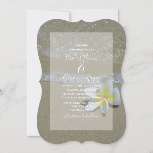 Plumeria Frangipani over zand-bruiloft Kaart (Voorkant)