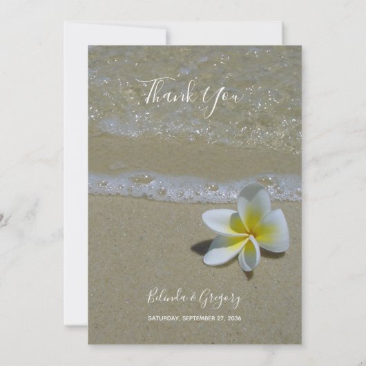 Plumeria Frangipani sur le sable Mariage Carte de (Dos)