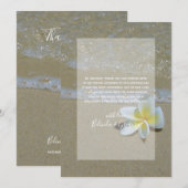 Plumeria Frangipani sur le sable Mariage Carte de (Devant / Derrière)