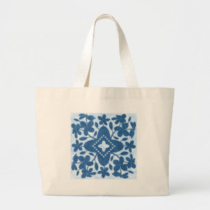 Plumeria Hawaiian Quilt Block Grote Tote Bag