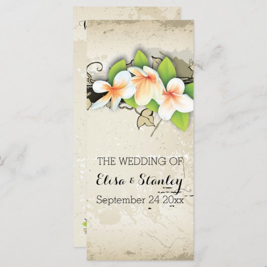  Plumeria & Ivy beige bruiloft programma (Voorkant / Achterkant)