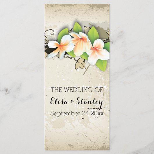  Plumeria & Ivy beige bruiloft programma (Voorkant)